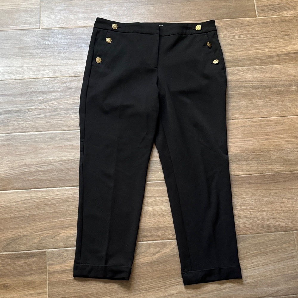LOFT Black Dress Pants with Gold Button Detail